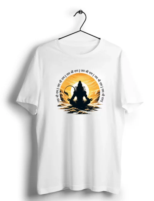 hanuman meditation jai shree ram tshirt white