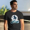 male model with Shiva Kailash Mountain tshirt black