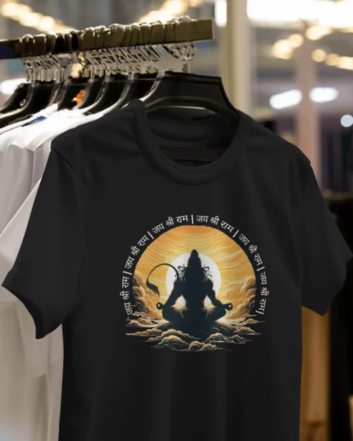 Hanging tshirt hanuman meditation jai shree ram tshirt black