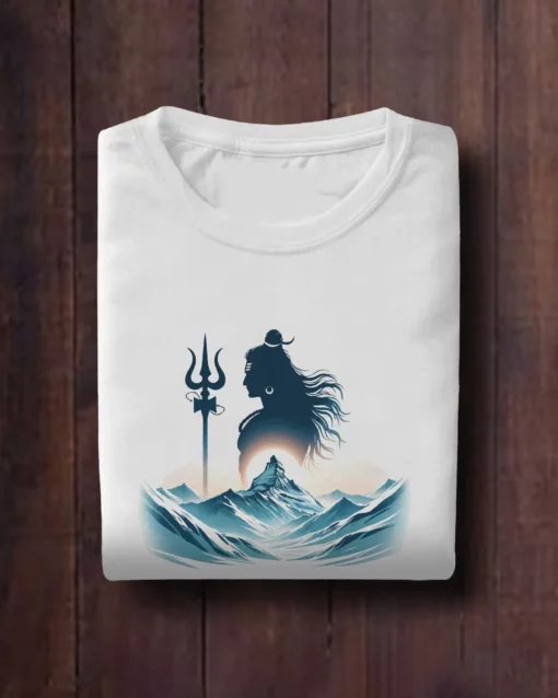 Shiva Kailash Mountain tshirt white in table