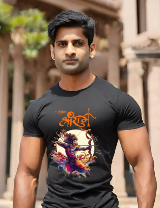 Bodybuilder with jai shree ram tshirt