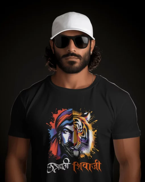 indian-male-model-wearing-a-CHHATRAPATHI SHIVAJI MAHARAJ TSHIRT