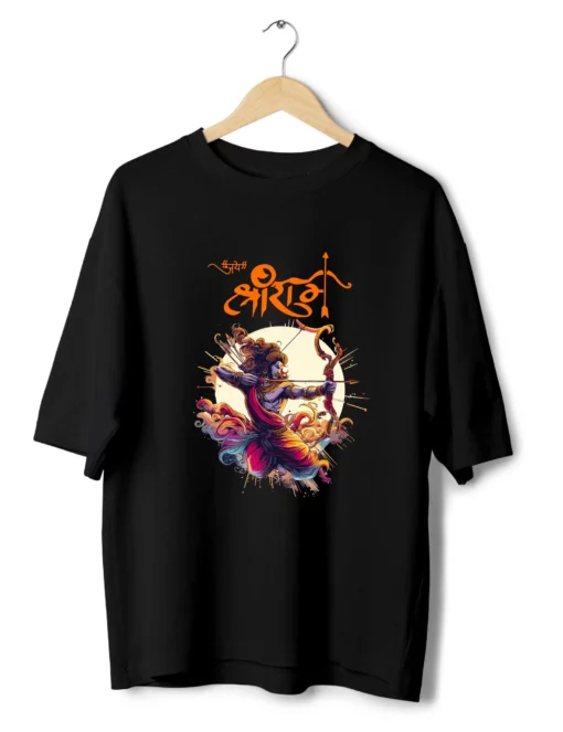 jai shree ram oversized black tshirt