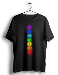 7 chakra yoga black tshirt