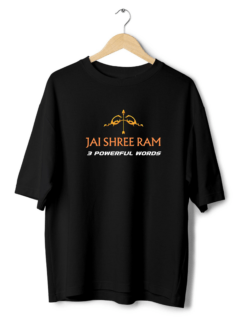 jai shree ram oversized 3 powerful words black tshirt