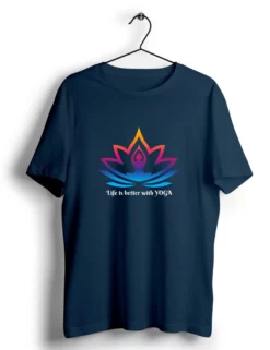 life is better with yoga navy tshirt