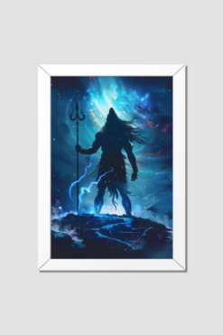 shiva tandav white framed poster