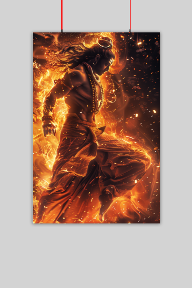 Shiva in Fiery Dance Poster (12x18) Inches - VanarAgni
