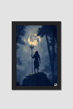 shiva under moon white frame