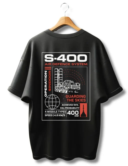 s400 back print black oversized tshirt