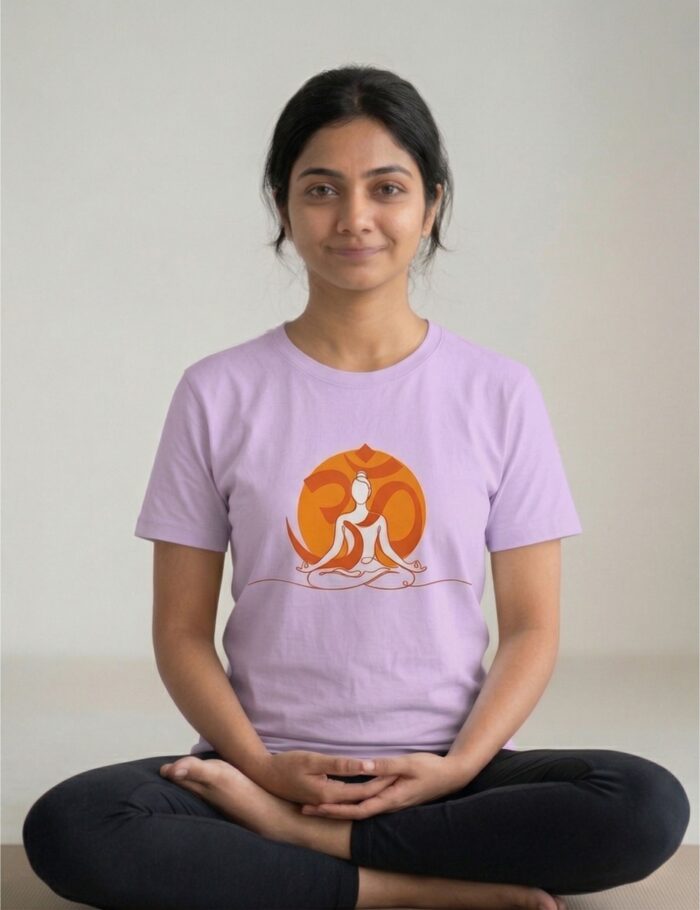 Om Radiance Meditation Yoga T‑Shirt – Women lavender
