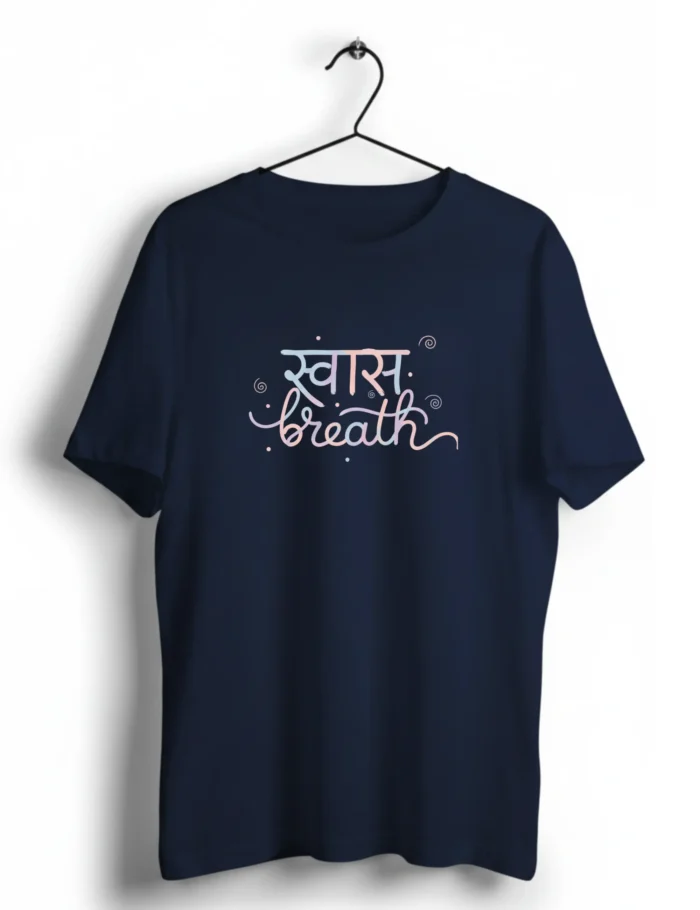 Shwas – Breath Script Women’s T‑Shirt Navy Blue