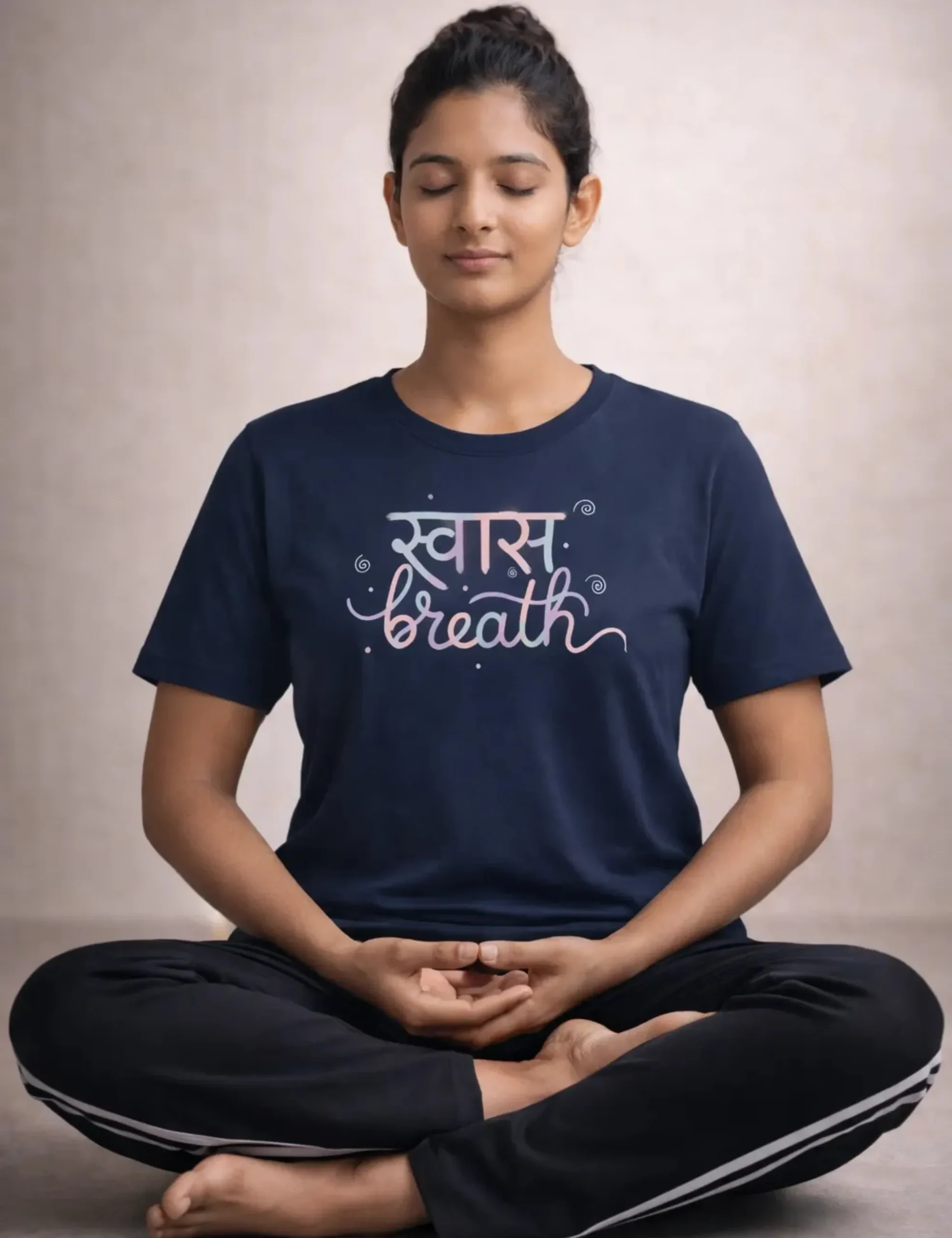 woman-meditating-in-navy-breath-graphic-yoga-tshirt woman-meditating-in-navy-breath-graphic-yoga-tshirt