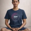 woman-meditating-navy-blue-zen-mode-t-shirt