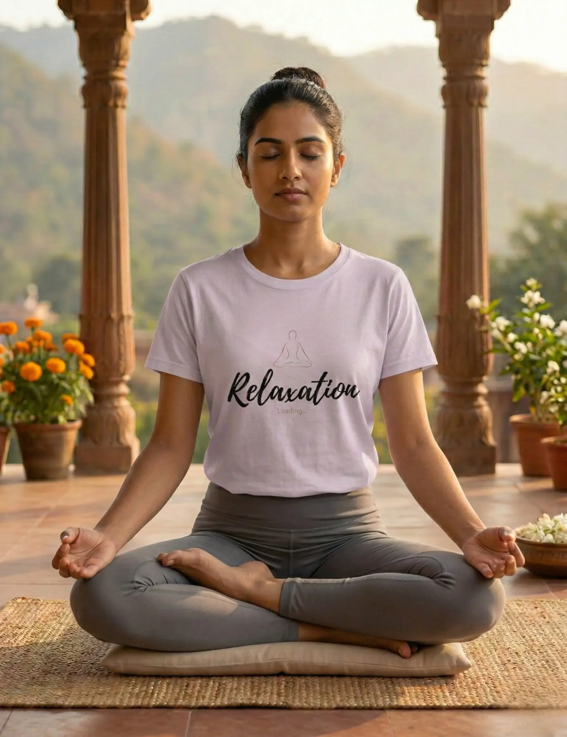 Relaxation female lavender yoga tshirt Relaxation female lavender yoga tshirt