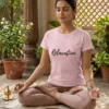 Relaxation female pink yoga tshirt side angle