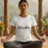 Relaxation female white yoga tshirt