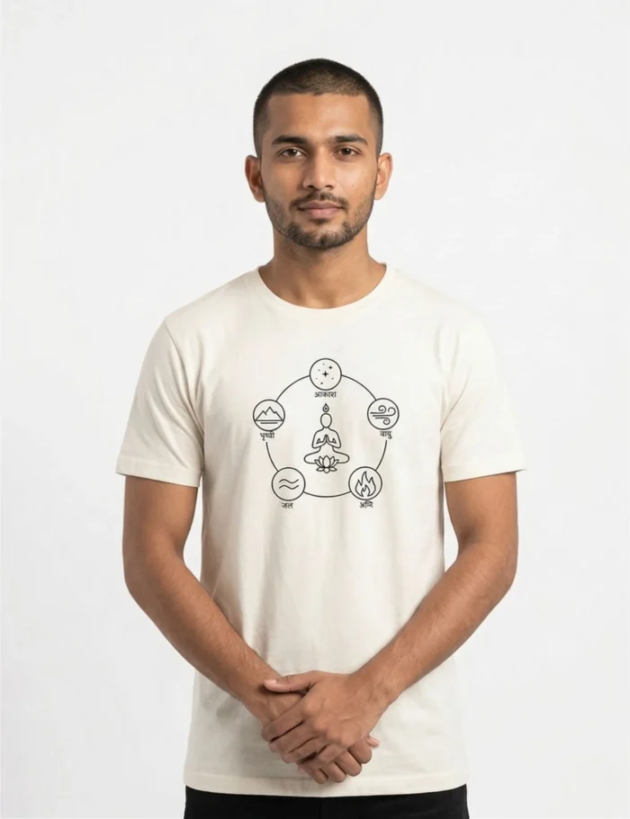 panch tattva yoga white tshirt wore by men