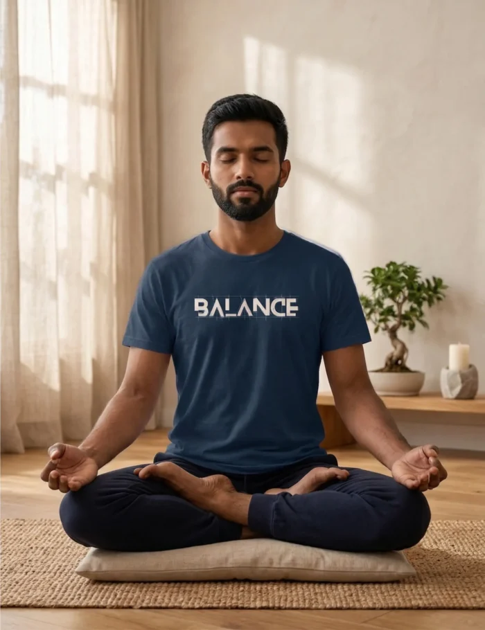 men wearing balance yoga tshirt