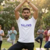 men wearing white yoga tshirt