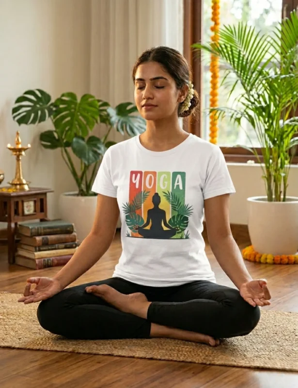 yoga multicolor white side tshirt