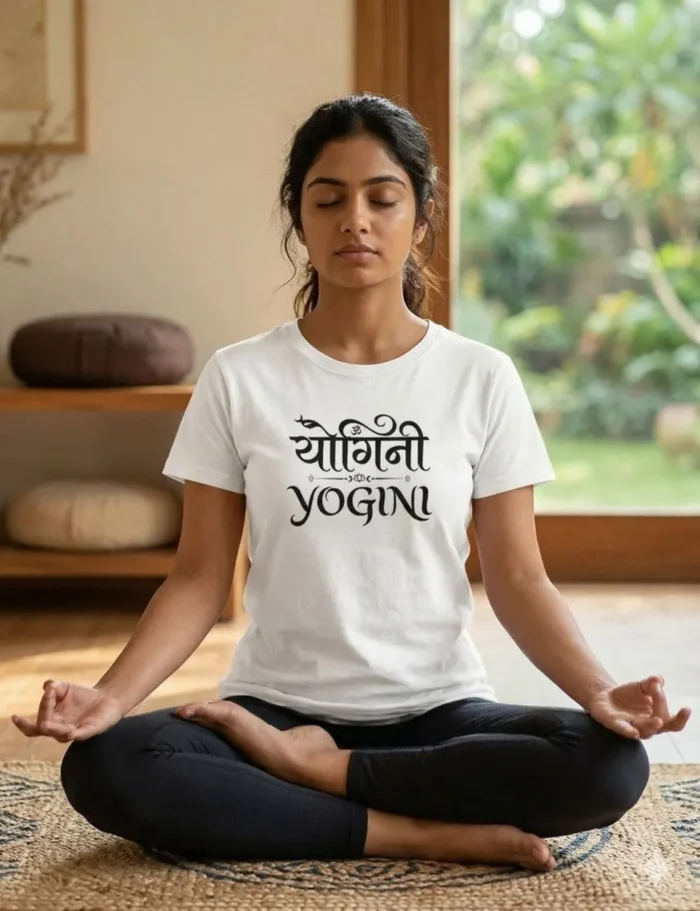 yogini tshirt girl white
