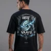 men wearing vaayu oversized tshirt and showing back design