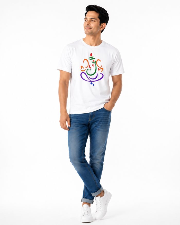 CLASSIC ORANGE GANESHA TSHIRT WITH MODEL